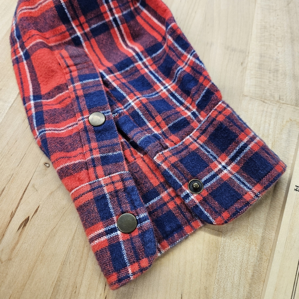 Obey Shirt Sz Large Button Up, Long Sleeve Snapss Pockets Plaid Red - Picture 6 of 7